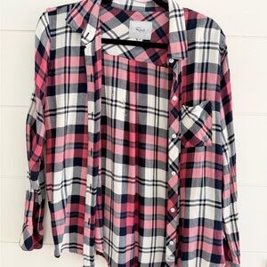Rails Pink and Black Plaid Button-Up Shirt